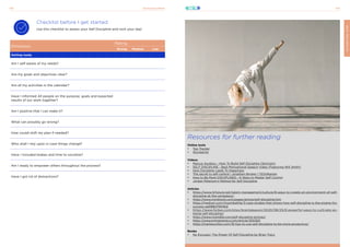 21stCenturySkills
153 154
SELF-DISCIPLINE
Checklist before I get started
Use this checklist to assess your Self Discipline and rock your day!
Resources for further reading
Online tools
•	 Top Tracker
•	 Wunderlist
Videos
•	 Marcus Aurelius – How To Build Self Discipline (Stoicism)
•	 SELF DISCIPLINE - Best Motivational Speech Video (Featuring Will Smith)
•	 How Discipline Leads To Happiness
•	 The secret to self control | Jonathan Bricker | TEDxRainier
•	 How to Be More DISCIPLINED - 6 Ways to Master Self Control
•	 Jordan Peterson’s Method for Self Discipline
Articles
•	 https://www.hrfuture.net/talent-management/culture/8-ways-to-create-an-environment-of-self-
discipline-at-the-workplace/
•	 https://www.mindtools.com/pages/article/self-discipline.htm
•	 https://medium.com/@sombathla/3-case-studies-that-shows-how-self-discipline-is-the-engine-for-
success-ad088d7944bd
•	 https://www.forbes.com/sites/brentgleeson/2020/08/25/8-powerful-ways-to-cultivate-ex-
treme-self-discipline/
•	 https://www.nirandfar.com/self-discipline-articles/
•	 https://www.entrepreneur.com/article/305350
•	 https://marliescohen.com/16-tips-to-use-self-discipline-to-be-more-productive/
Books
•	 No Excuses!: The Power Of Self Discipline by Brian Tracy
Dimension
Rating
Strong Medium Low
Getting ready
Am I self-aware of my needs?
Are my goals and objectives clear?
Are all my activities in the calendar?
Have I informed All people on the purpose, goals and expected
results of our work together?
Am I positive that I can make it?
What can possibly go wrong?
How couldI shift my plan if needed?
Who shall I rely upon in case things change?
Have I included brakes and time to socialize?
Am I ready to empower others throughout the process?
Have I got rid of distractions?
 