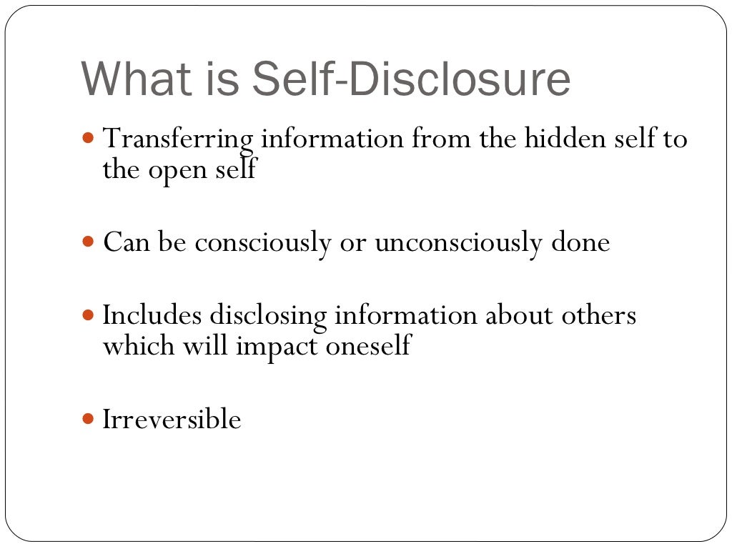 self disclosure assignment