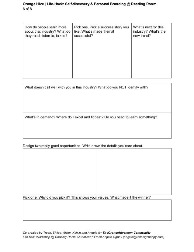 Self-discovery & Personal Branding: Life-hack Worksheet