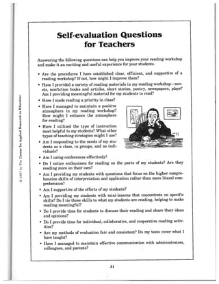 Self evaluation for teachers