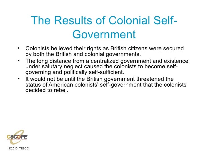 Self govtin colonies