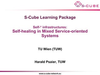 S-Cube Learning Package

          Self-* infrastructures:
Self-healing in Mixed Service-oriented
               Systems


             TU Wien (TUW)


           Harald Psaier, TUW


              www.s-cube-network.eu
 