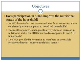 Self-help groups as a platform to improve nutrtional status