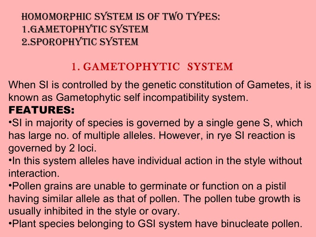 Self incompatibility in plants