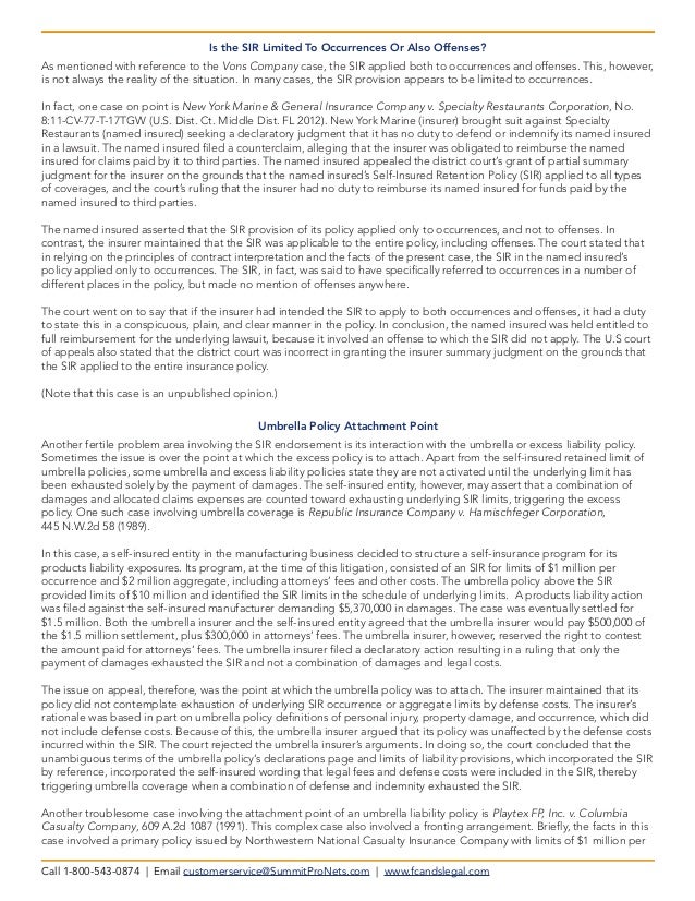 SelfInsured Retentions Part 2 An Examination of the Uses