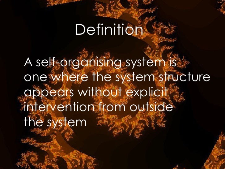 Self organizing systems