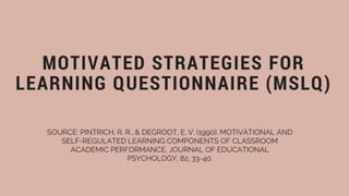 Self-regulated learning