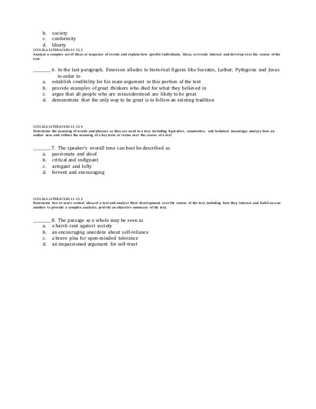 self reliance questions docx self reliance examples