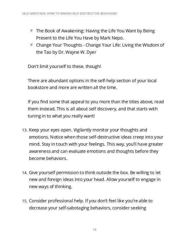 Self Help Section Self-Sabotage Rid yourself of your Inner Critic | PDF