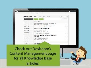Check out Desk.com’s
Content Management page
for all Knowledge Base
articles.
 