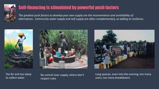 Self-financing is stimulated by powerful push factors
Long queues, even into the evening, too many
users, too many breakdo...