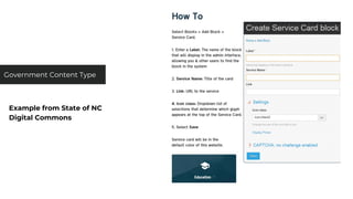 Example from State of NC
Digital Commons
Government Content Type
 