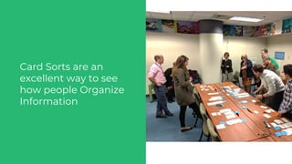 Card Sorts are an
excellent way to see
how people Organize
Information
 