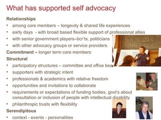 Self advocacy and social inclusion – learnings from the speaking up ...
