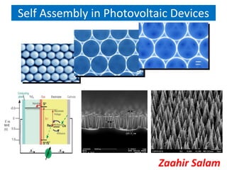 Self Assembly in Photovoltaic Devices




                           Zaahir Salam
 