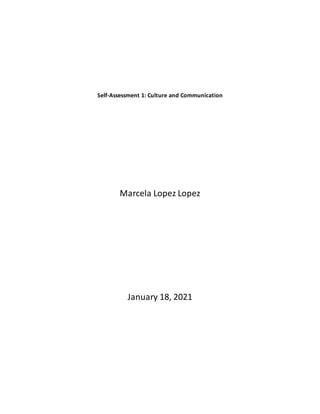 Self-Assessment 1: Culture and Communication
Marcela Lopez Lopez
January 18, 2021
 