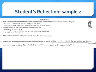 Student’s Reflection: sample 2
 
