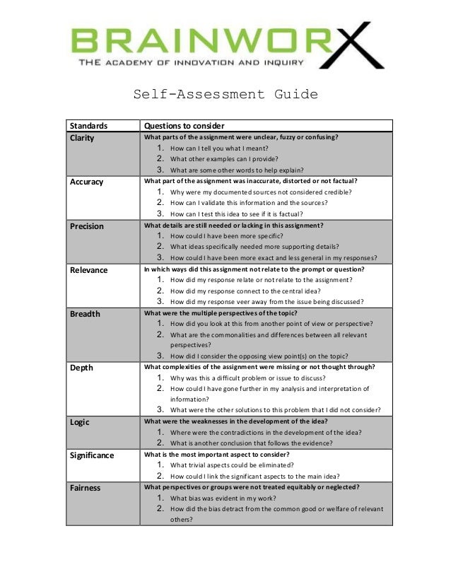 self assessment assignment self assessment assignment