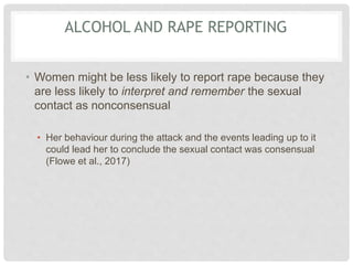 Alcohol mediates the relationship between alcohol and reporting rape to the police Slide 7