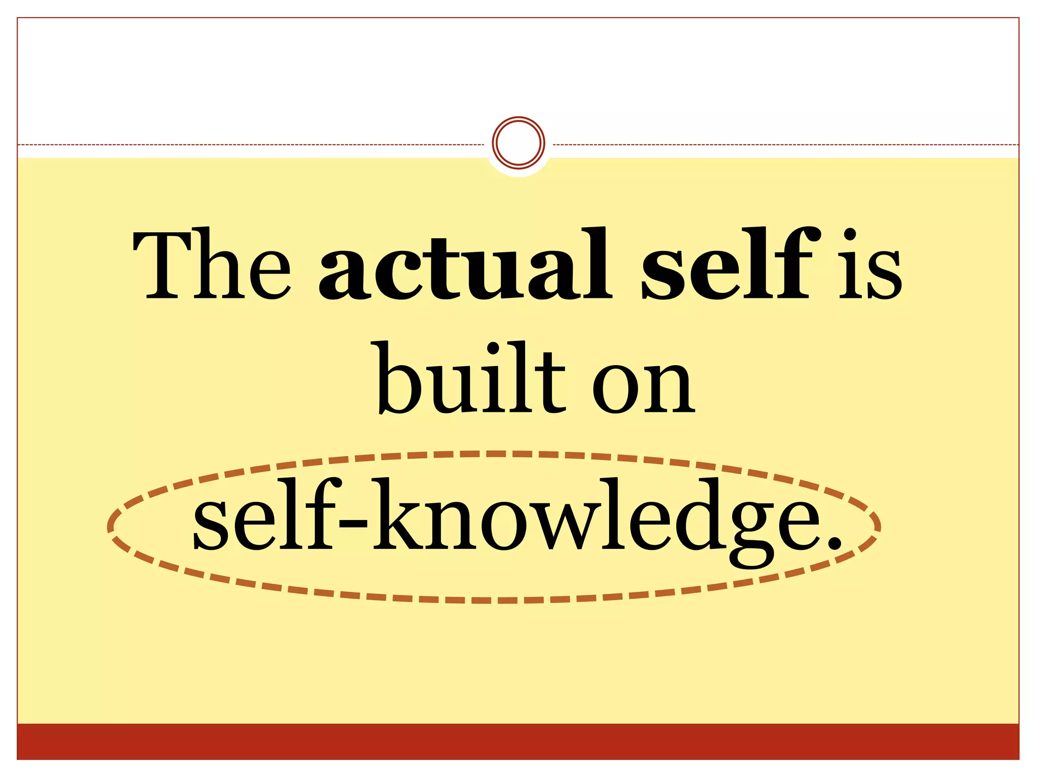 The actual self is
built on
self-knowledge.