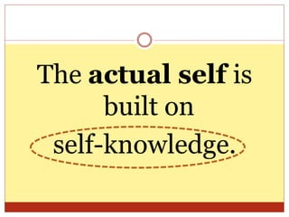 The actual self is
built on
self-knowledge.
 