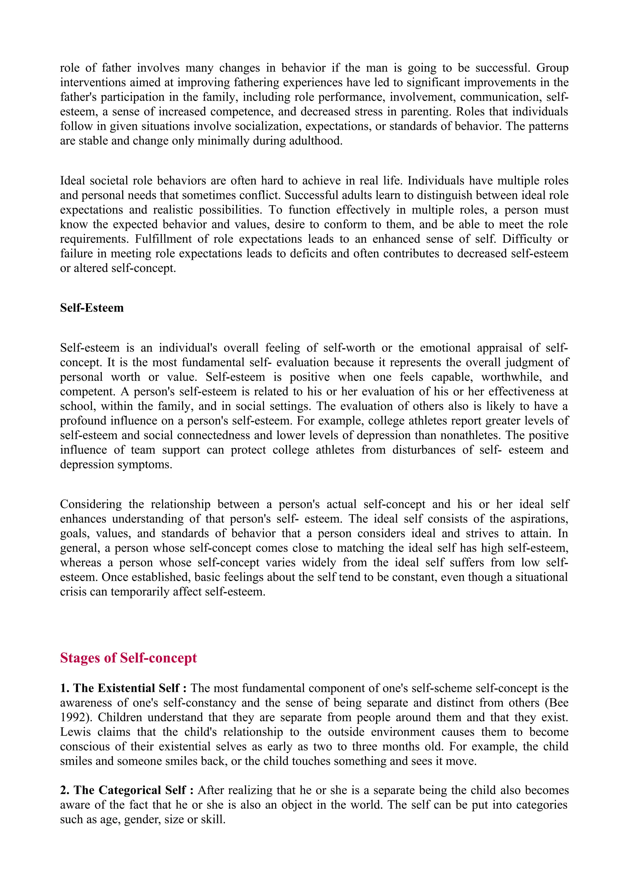 self concept ,nursing foundation 'semester 2, bsc nursing | PDF