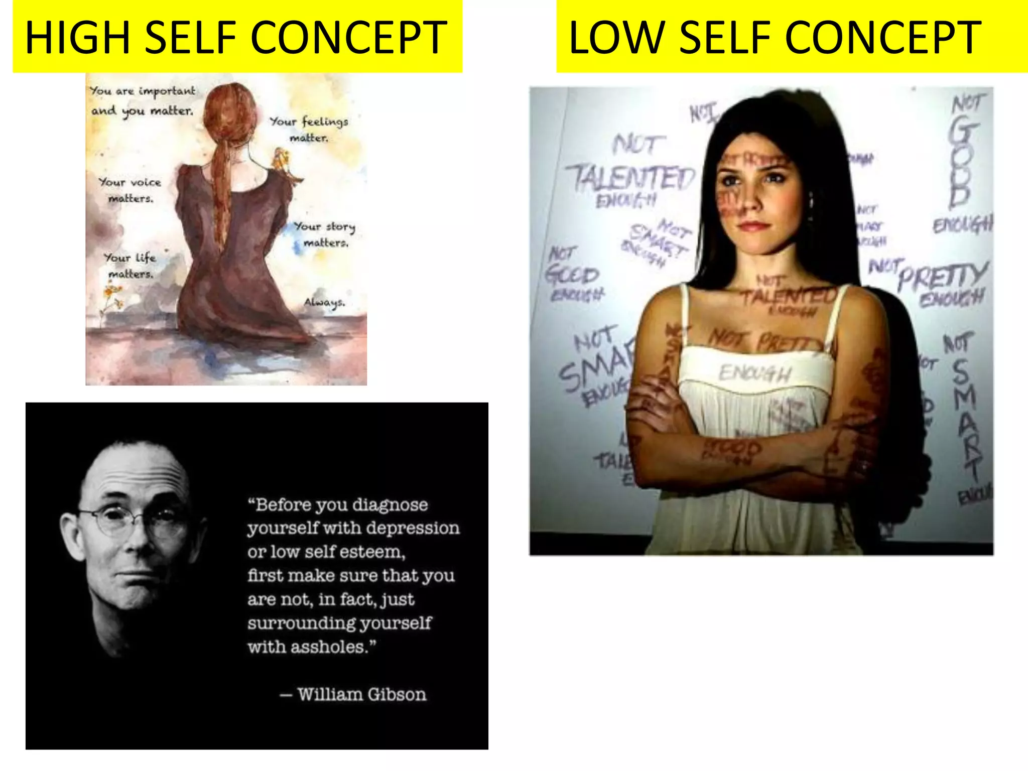 HIGH SELF CONCEPT LOW SELF CONCEPT
 
