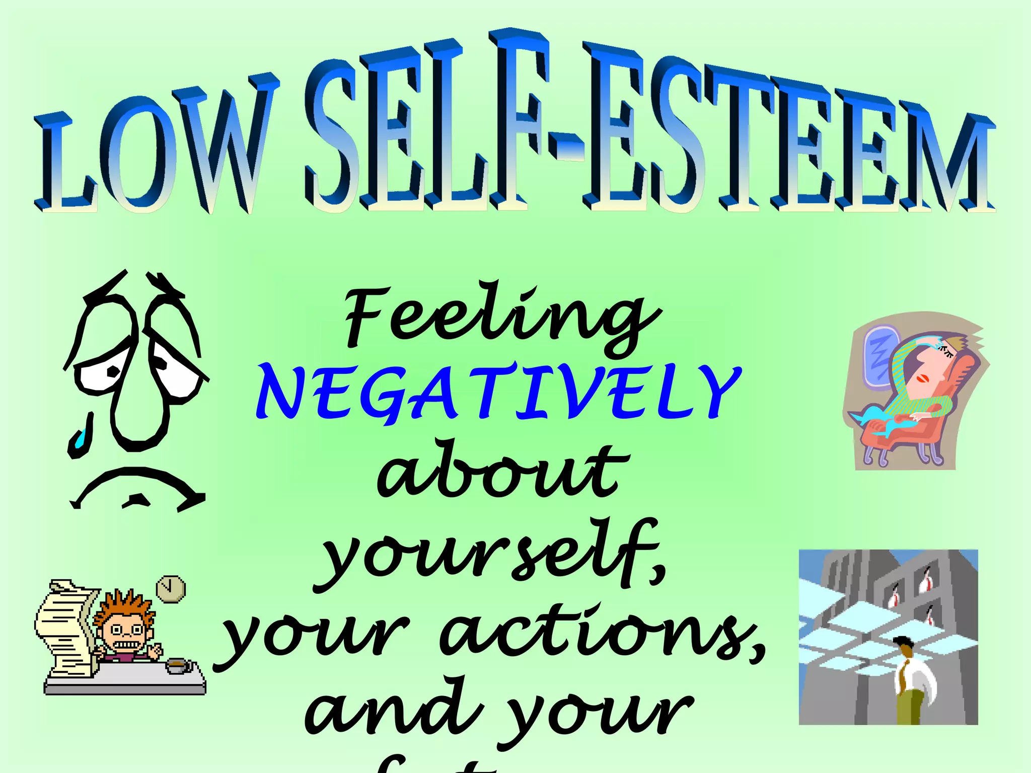Feeling 
NEGATIVELY 
about 
yourself, 
your actions, 
and your 
future 
 