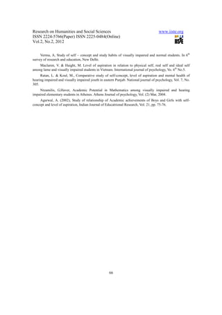 Self concept, level of aspiration and academic achievement of ...