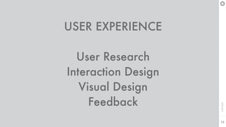 CAPTION
19
USER EXPERIENCE
User Research
Interaction Design
Visual Design
Feedback
 