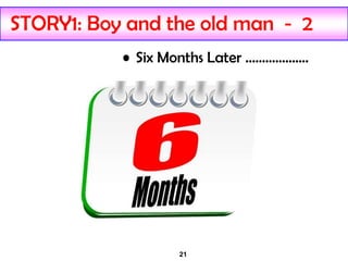 21
STORY1: Boy and the old man - 2
• Six Months Later ……………….
 