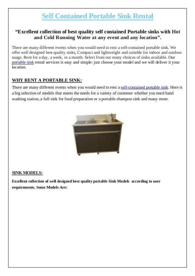 Self Contained Portable Sink Rental