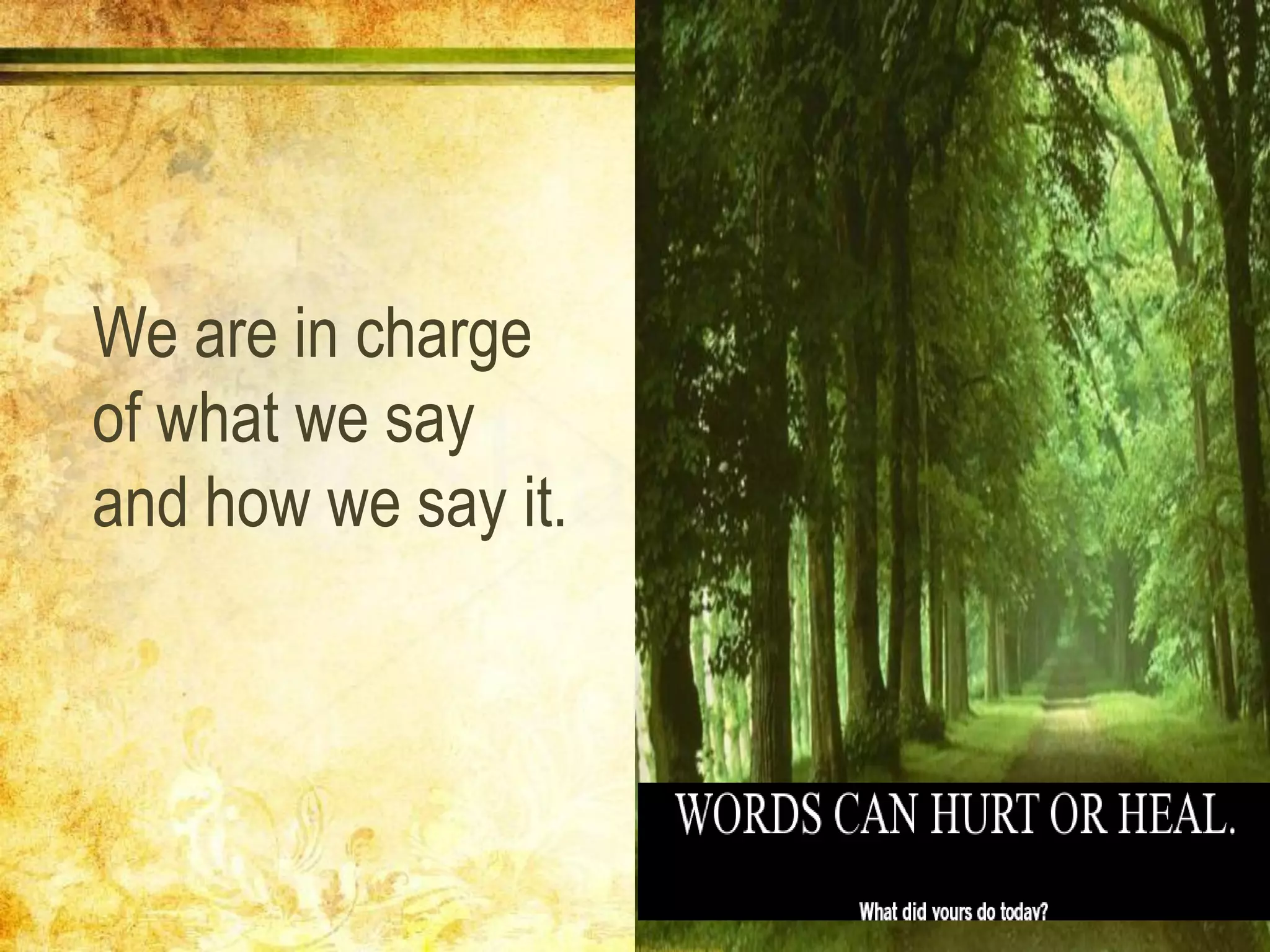 We are in charge
of what we say
and how we say it.