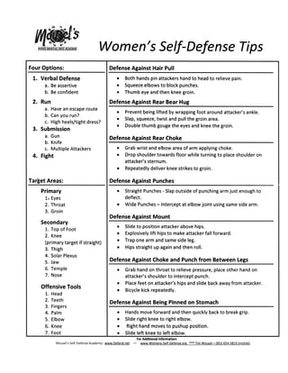 Women's Self-Defense Tips
