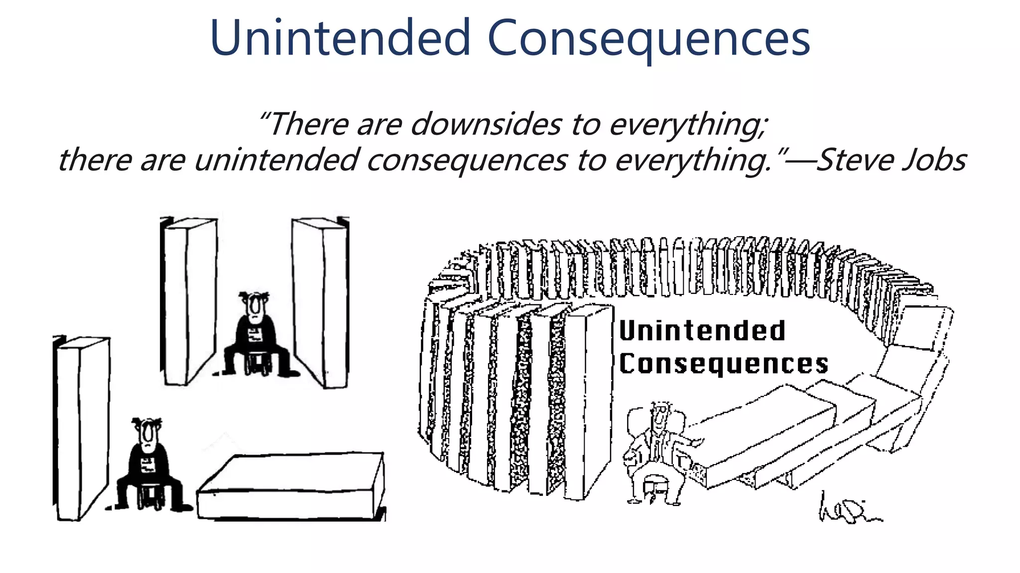 Unintended Consequences
“There are downsides to everything;
there are unintended consequences to everything.”—Steve Jobs
 