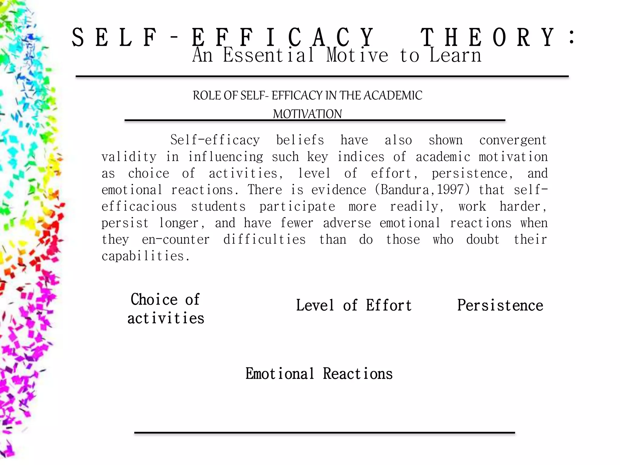 Self efficacy by John Lewis Suguitan | PPTX