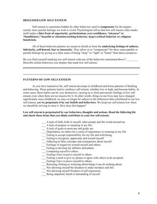 DEVELOPING SELF ESTEEM AND A POSITIVE ATTITUDE | PDF