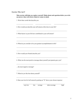 Self Esteem Questionnaire: SOAR Program