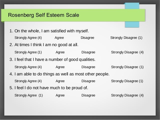 Self Esteem Scale By Rosenberg Self esteem