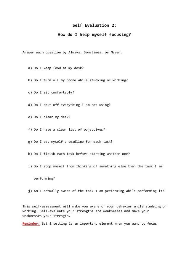 Self Evaluation 2 Focus Attention