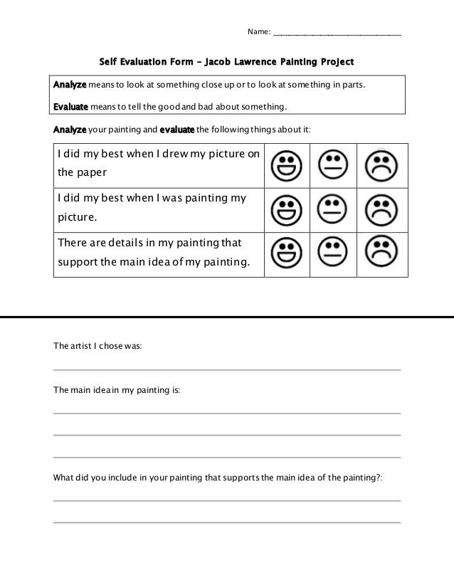 Self evaluation form jacob lawrence