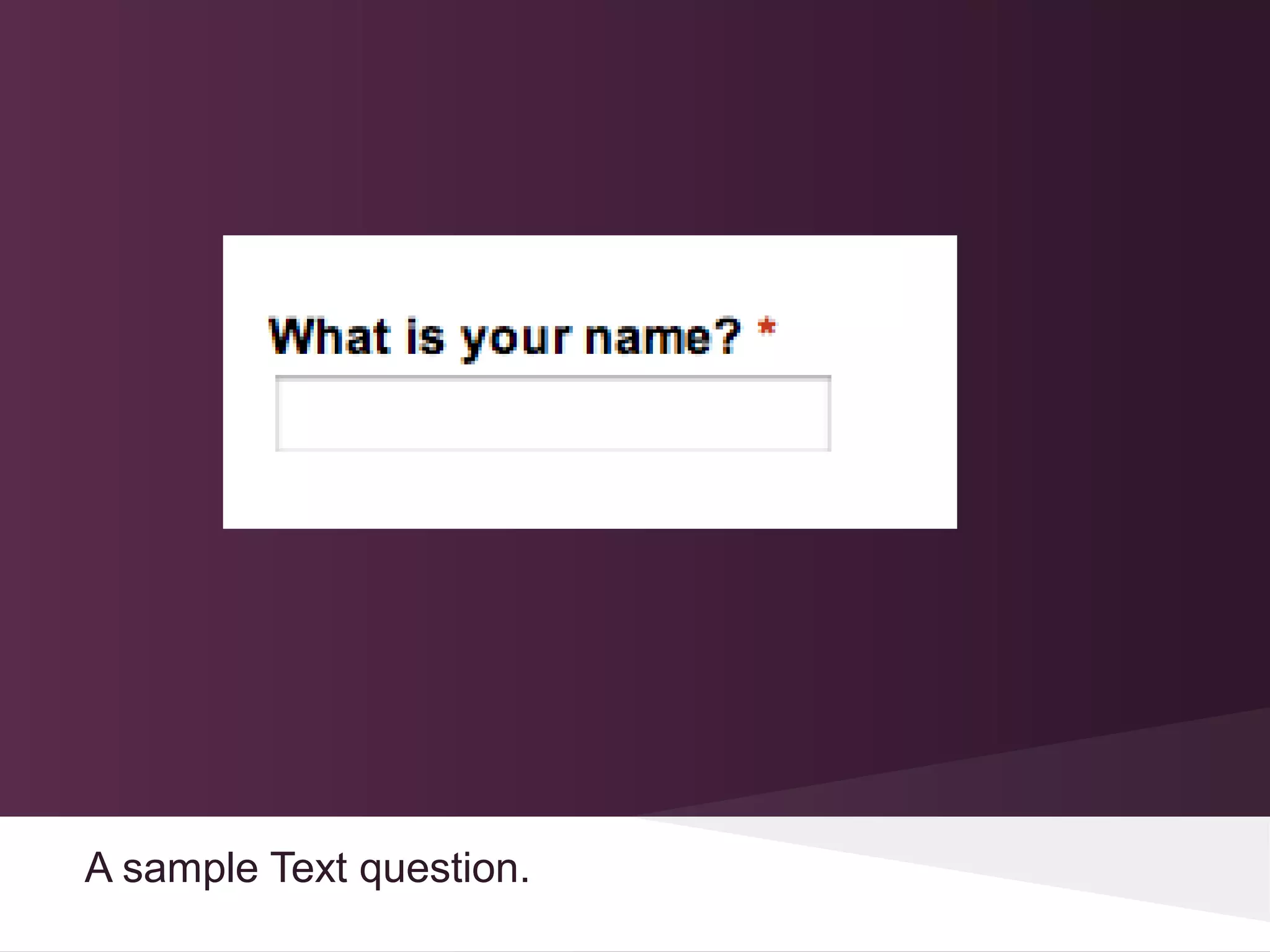 A sample Text question.
 