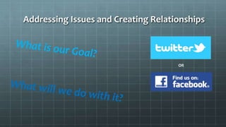 Addressing Issues and Creating Relationships
OR
 