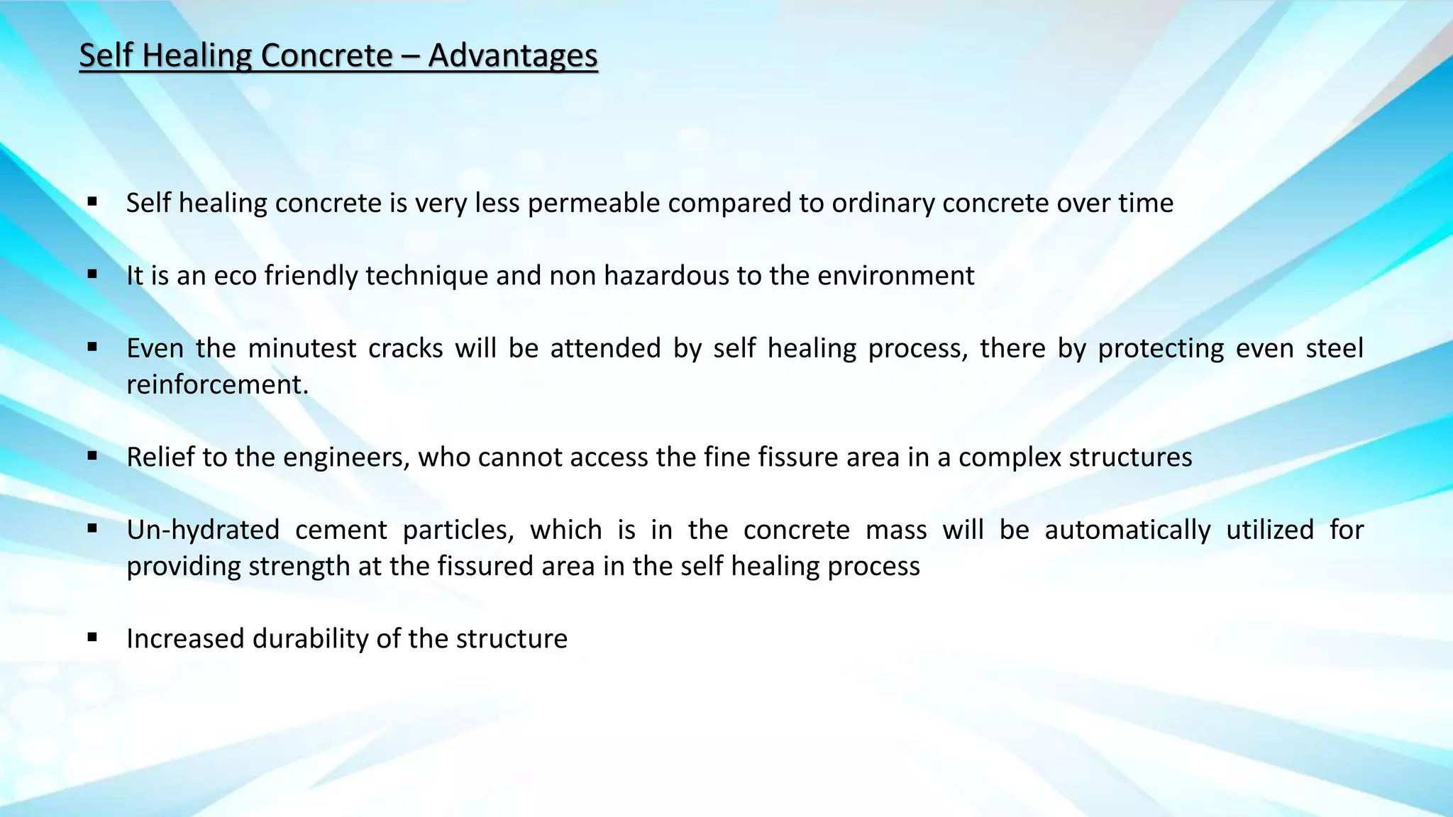Advance Concrete Technology - Self healing concrete | PPTX