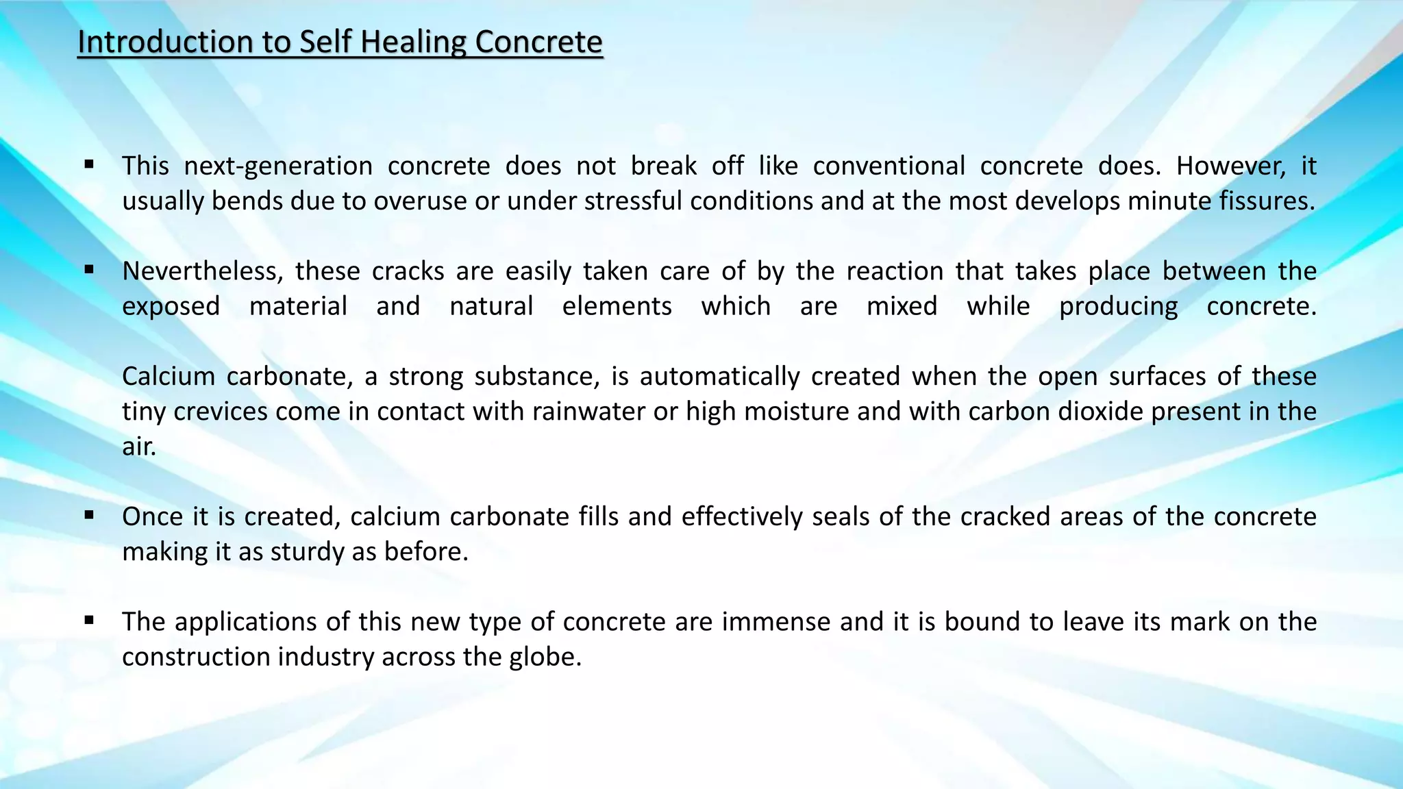 Advance Concrete Technology - Self healing concrete | PPTX