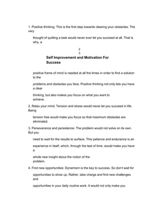 Self improvement and motivation for success | PDF
