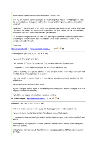 Self Introduction Competition Self introduce | DOCX