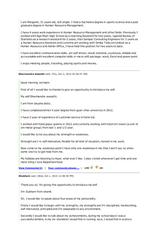 Self Introduction Sample For Engineering Students