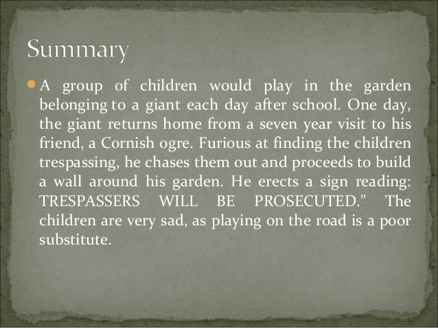 Discuss the selfish giant as an allegory image