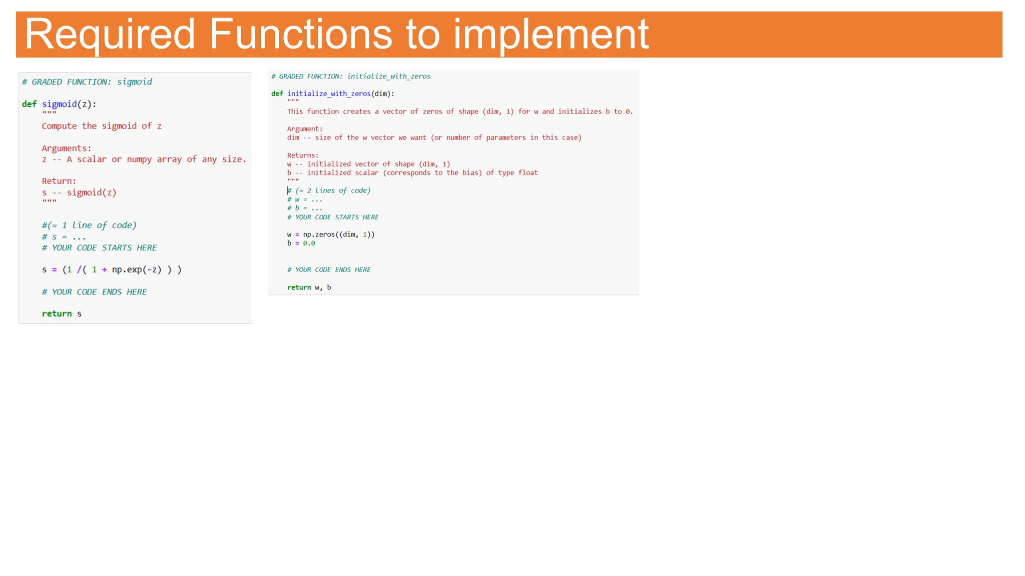 Required Functions to implement
 